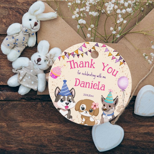 Étiquettes Cadeau Soirée chiot adorable merci cadeau (Créateur téléchargé)