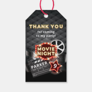 Étiquettes-cadeau Soirée cinéma Luxe Anniversaire Merci