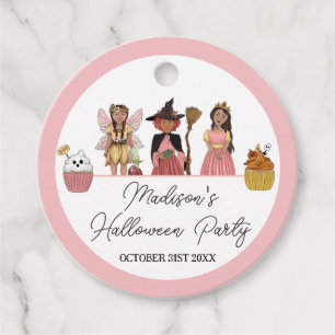 Étiquettes Cadeau Soirée Costume d'Halloween rose doux et Éffrayant