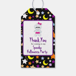 Étiquettes-cadeau Soirée d'Halloween de la mignonne fille maman