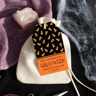 Étiquettes-cadeau Soirée d'Halloween personnalisée Corn de bonbons