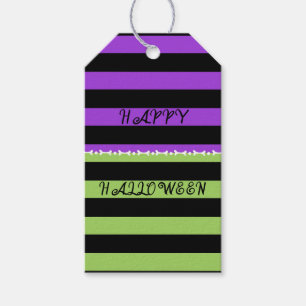 Étiquettes-cadeau Soirée d'Halloween violet vert et noir