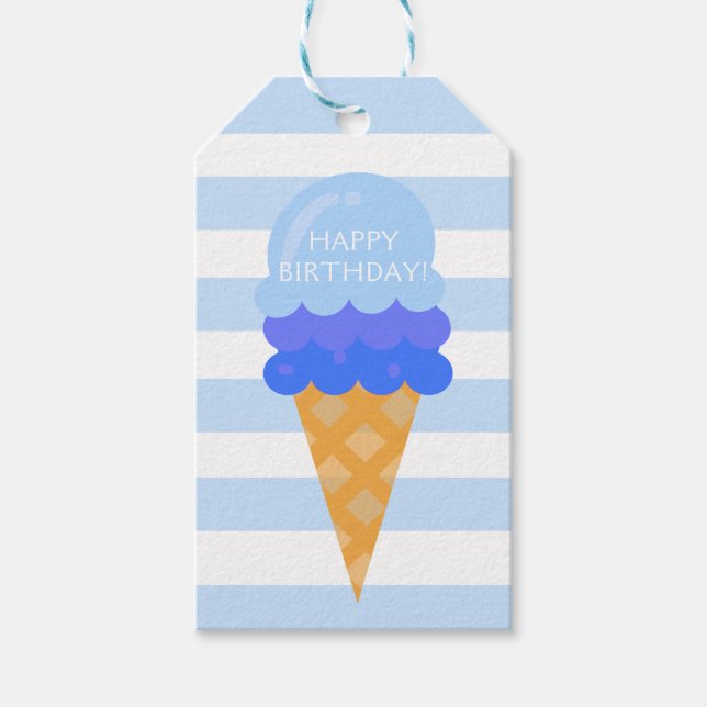 Étiquettes-cadeau Soirée glacée fête d'anniversaire bleu garçon (Devant)