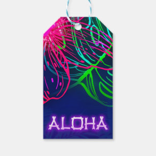 Étiquettes-cadeau Soirée Néon Tropicale Luau Électrique Aloha Party