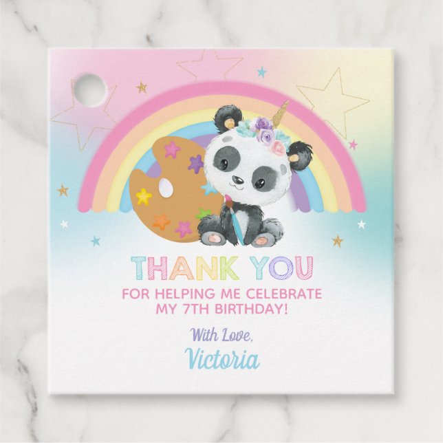 Étiquettes Cadeau Soirée Panda Art Paint Party Anniversaire Merci (Devant)