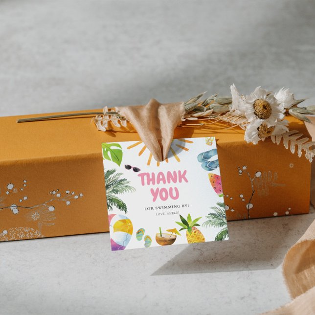 Étiquettes Cadeau Soirée Piscine Rose Vibrante (Créateur téléchargé)