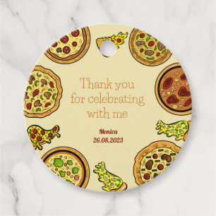 Étiquettes Cadeau Soirée pizza Cartoon anniversaire merci