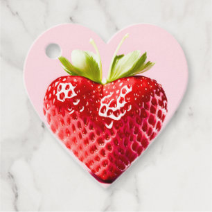 Étiquettes Cadeau Soirée sucrée et coeur Fraise style valentin