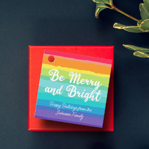 Étiquettes Cadeau Sois Joyeux et lumineux Rainbow Custom Christmas P