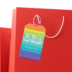 Étiquettes-cadeau Sois Joyeux et lumineux Rainbow Custom Christmas P