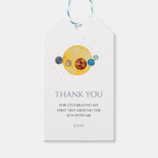 Étiquettes-cadeau Solaire Premier voyage autour du soleil Merci étiq