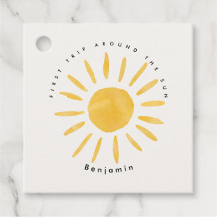 Étiquettes Cadeau soleil 1er anniversaire aquarelle soleil