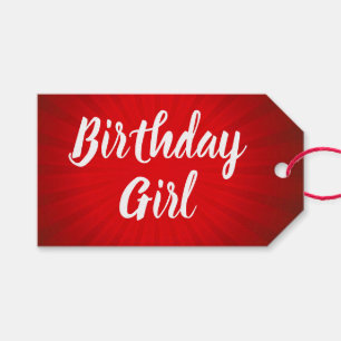 Étiquettes-cadeau Soleil éclaté rouge d'anniversaire