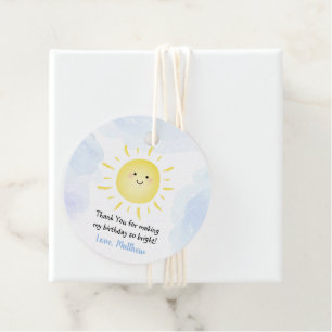 Étiquettes Cadeau Soleil Nuages Blue Boy Anniversaire