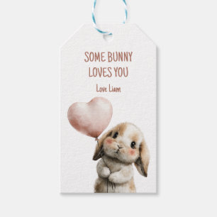 Étiquettes-cadeau Some Bunny vous aime avec un ballon en forme de cœ