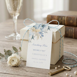 Étiquettes-cadeau Something blue before i do floral Baby shower nupt