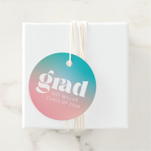 Étiquettes Cadeau Sorbet Gradient Graduation Party (En situation)