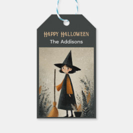 Étiquettes-cadeau Sorcière lunaire Éffrayante mignonne Halloween