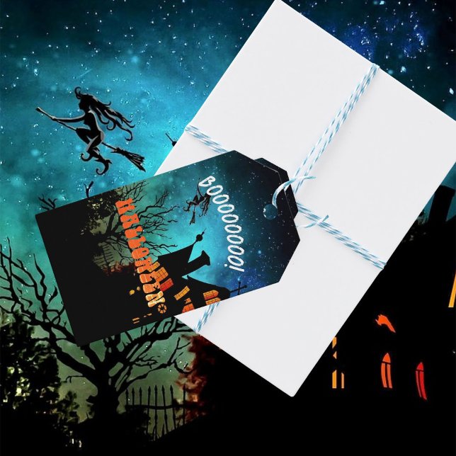 Étiquettes-cadeau Sorcières de la fête d'Halloween Maison sombre Ora (Créateur téléchargé)