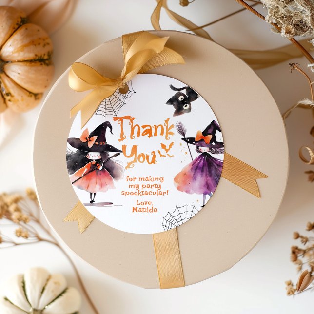 Étiquettes Cadeau Sorcières Halloween fête d'anniversaire merci (Créateur téléchargé)