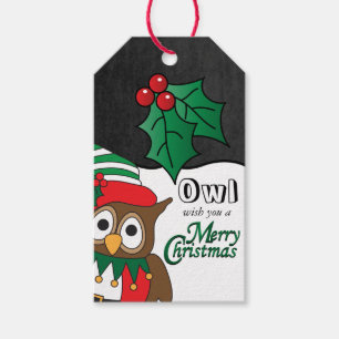 Étiquettes-cadeau Souhait de hibou vous un Joyeux Noël