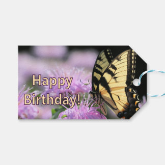 Étiquettes-cadeau Souhaits d'anniversaire aux papillons Swallowtail