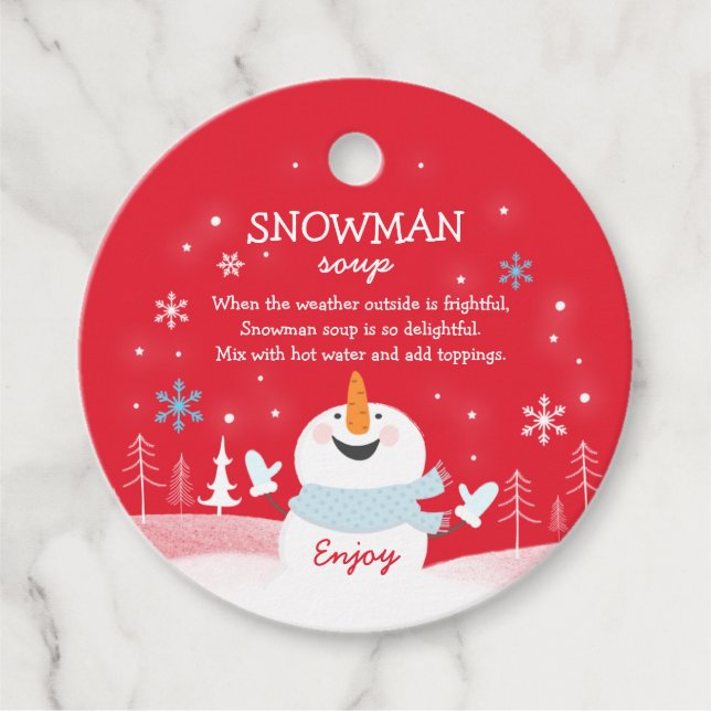 Étiquettes Cadeau Soupe Snowman Noël Chocolat chaud Cadeau (Devant)