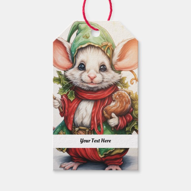 Étiquettes-cadeau Souris de Noël 46 Votre texte ici (Devant)