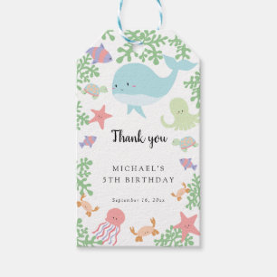 Étiquettes-cadeau Sous la mer Anniversaire Cute Pastel Merci