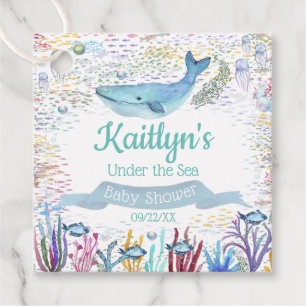 Étiquettes Cadeau Sous la mer Baby shower à thème océanique