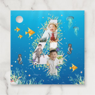 Étiquettes Cadeau Sous la mer Collage photo Big 4th Birthday