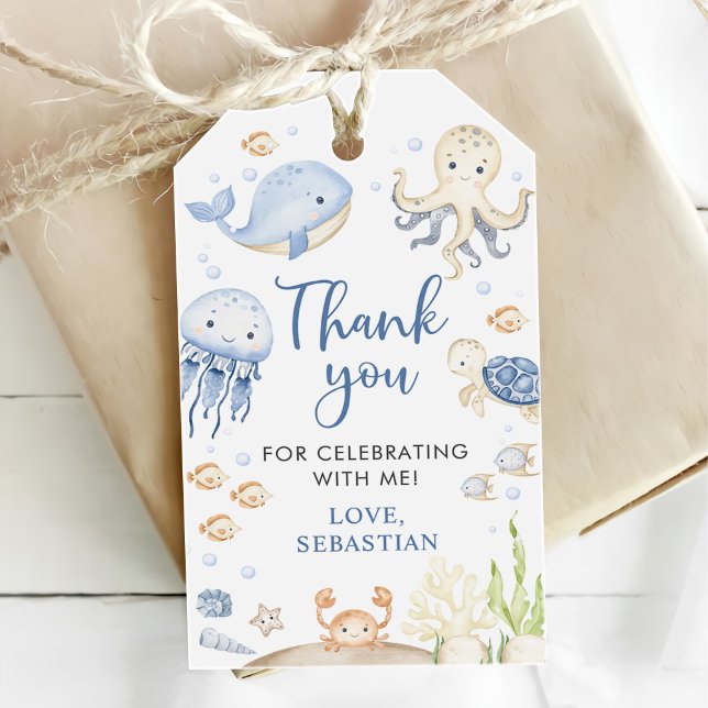 Étiquettes-cadeau Sous la mer Ocean Animals Anniversaire (Créateur téléchargé)