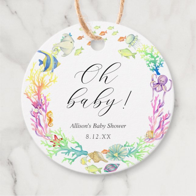 Étiquettes Cadeau Sous le Baby shower marin (Devant)