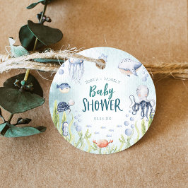 Étiquettes Cadeau Sous le Baby shower Océan Mer Cercle Favoriser les