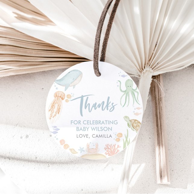 Étiquettes Cadeau Sous le Merci du Baby shower marin (Créateur téléchargé)