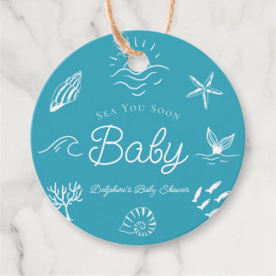 Étiquettes Cadeau Sous l'océan Vous Bientôt Bleu Baby Shower