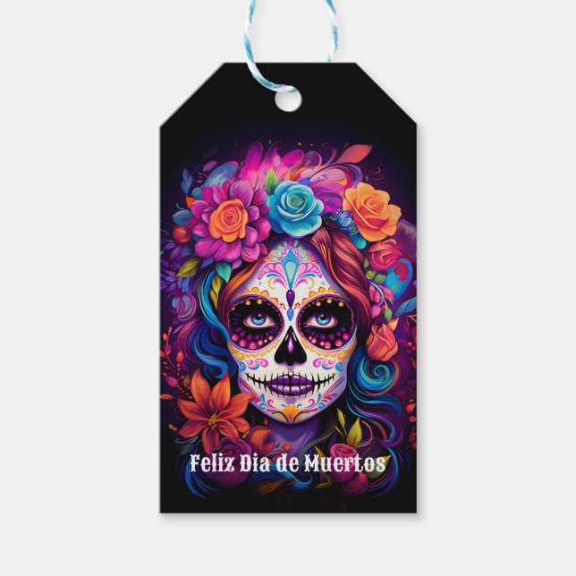 Étiquettes-cadeau 🌹 Souvenir vibrant : Lady Catrina en fleurs 🌹 (Devant)