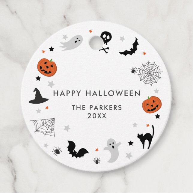 Étiquettes Cadeau Soyons éffrayants de la fête d'Halloween blanc (Devant)