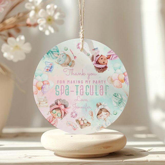 Étiquettes Cadeau Spa fête Spatacular Anniversaire Merci (Créateur téléchargé)