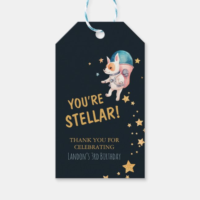 Étiquettes-cadeau Space Dogs Stellar Boys Anniversaire (Devant)