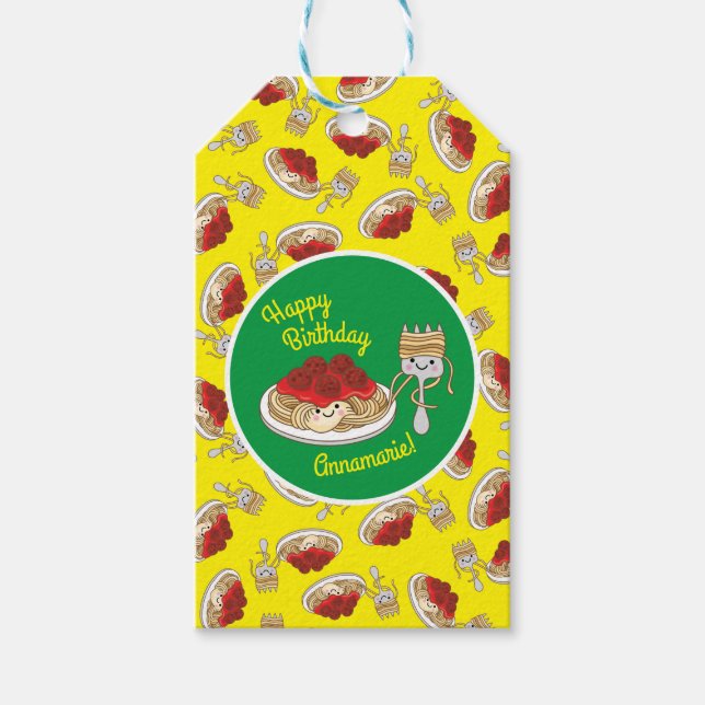 Étiquettes-cadeau Spaghetti Anniversaire de enfant Party Meatballs (Devant)