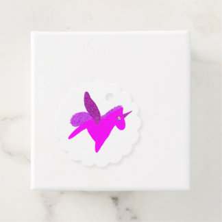 Étiquettes Cadeau Sparkly magenta unicorn glitter pegasus