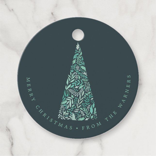 Étiquettes Cadeau Splendide sapin vert Noël/vacances (Devant)