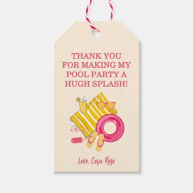 Étiquettes-cadeau Splish Splash Pool Party Bash Birthday (Devant)