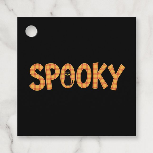 Étiquettes Cadeau Spooky Plaid Lettering Halloween (Devant)