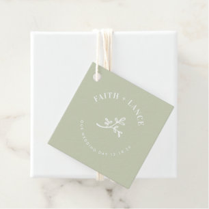 Étiquettes Cadeau SPRIG BOTANIQUE nouvelle vie moderne mariage vert