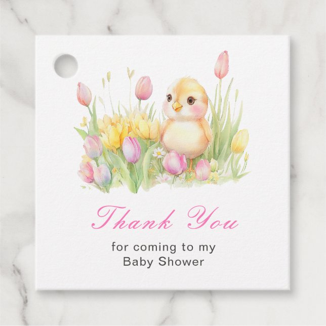 Étiquettes Cadeau Spring Chick Baby Shower (Devant)