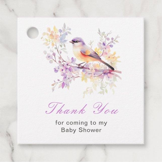Étiquettes Cadeau Spring Cute Bird Baby Shower (Devant)