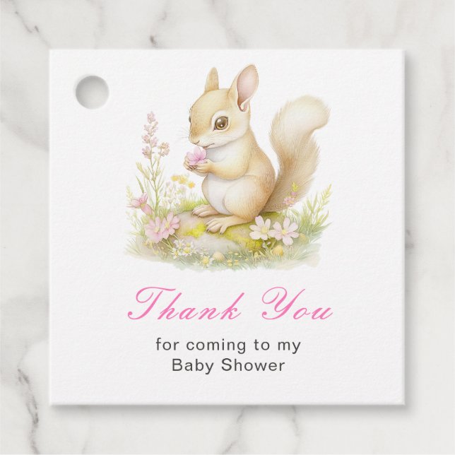 Étiquettes Cadeau Spring Squirrel Baby Shower (Devant)