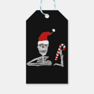 Étiquettes-cadeau Squelette drôle dans Noël chapeau de Noël